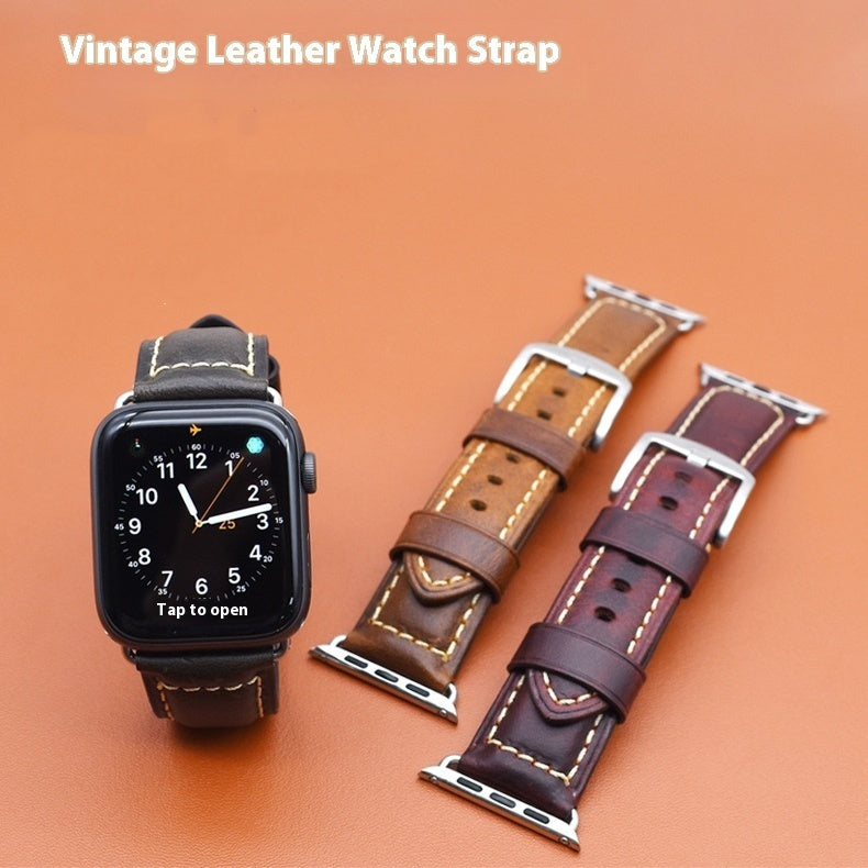 Vintage Oil Wax Genuine Cowhide Watch Band Infinite Avenue