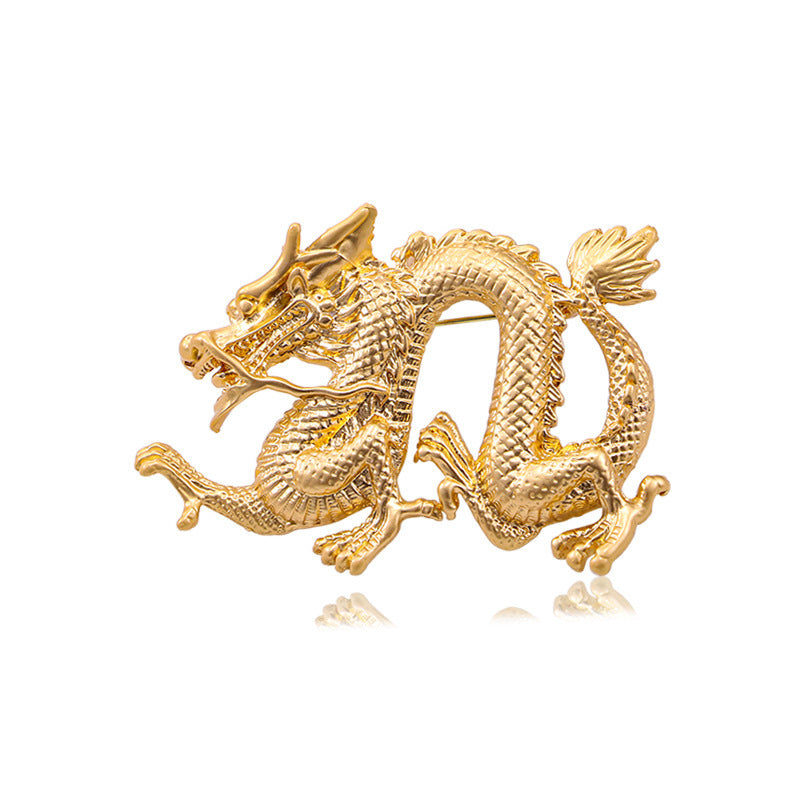 Retro Oil Dripping Cartoon Flying Dragon Shape Brooch For Men Gold Infinite Avenue