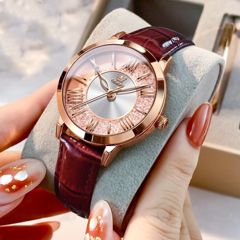 Women's Watch Trendy Student Hot Wine Red Skin Rose Gold Infinite Avenue