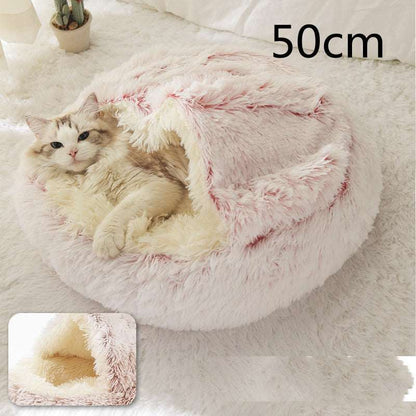 2 In 1 Dog And Cat Bed Pet Winter Bed Round Plush Warm Bed House Soft Long Plush Pets Bed Pet Products Hair Pink50cm Infinite Avenue