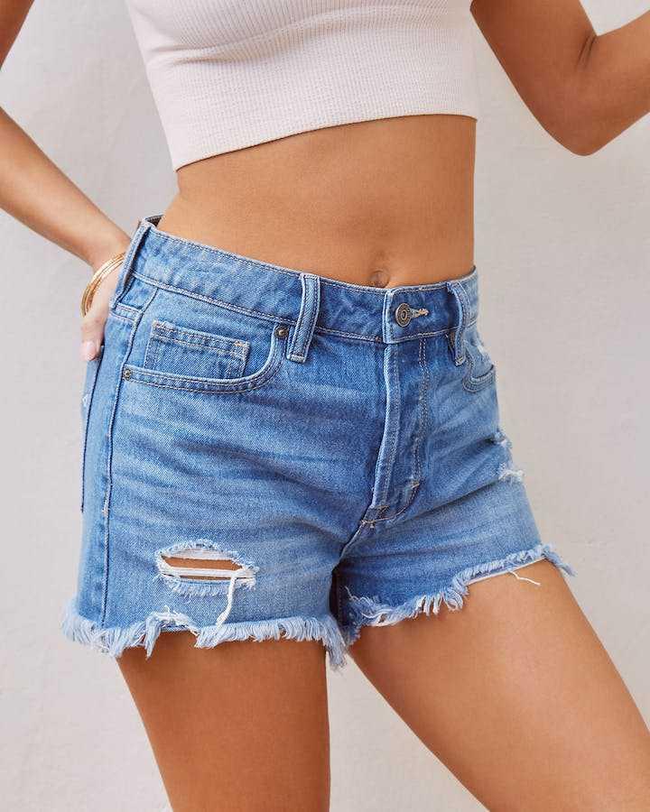 Tassel High Waist Ripped Denim Shorts - Infinite Avenue