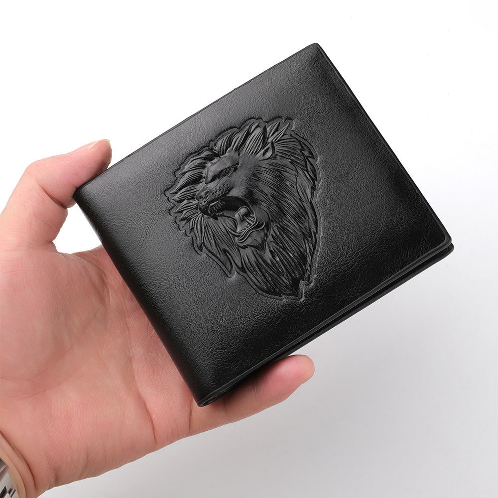 Men's Zipper Wallet Lion Embossed Pattern Animal Infinite Avenue