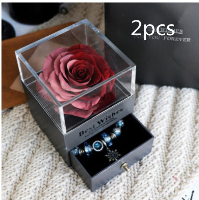 Eternal Flower Rose Jewelry Box for Birthday Presents Valentines Day Wedding Gift Rose pink2pcs Infinite Avenue