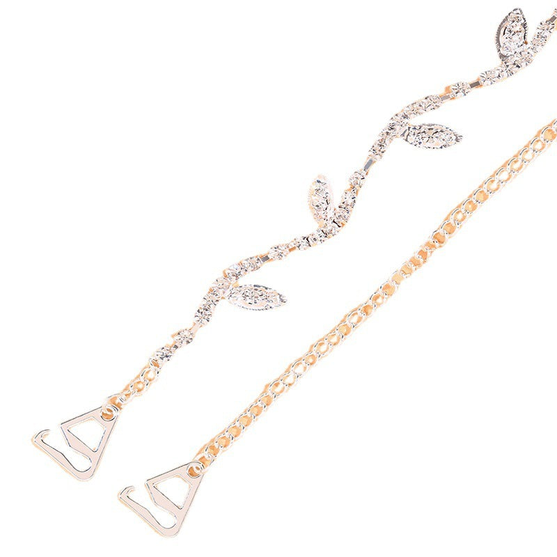 Women's Leaf Rhinestone Shoulder Chain Gold Infinite Avenue