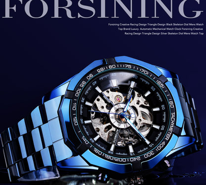 Casual Hollow Blue Plating Automatic Mechanical Watch Infinite Avenue