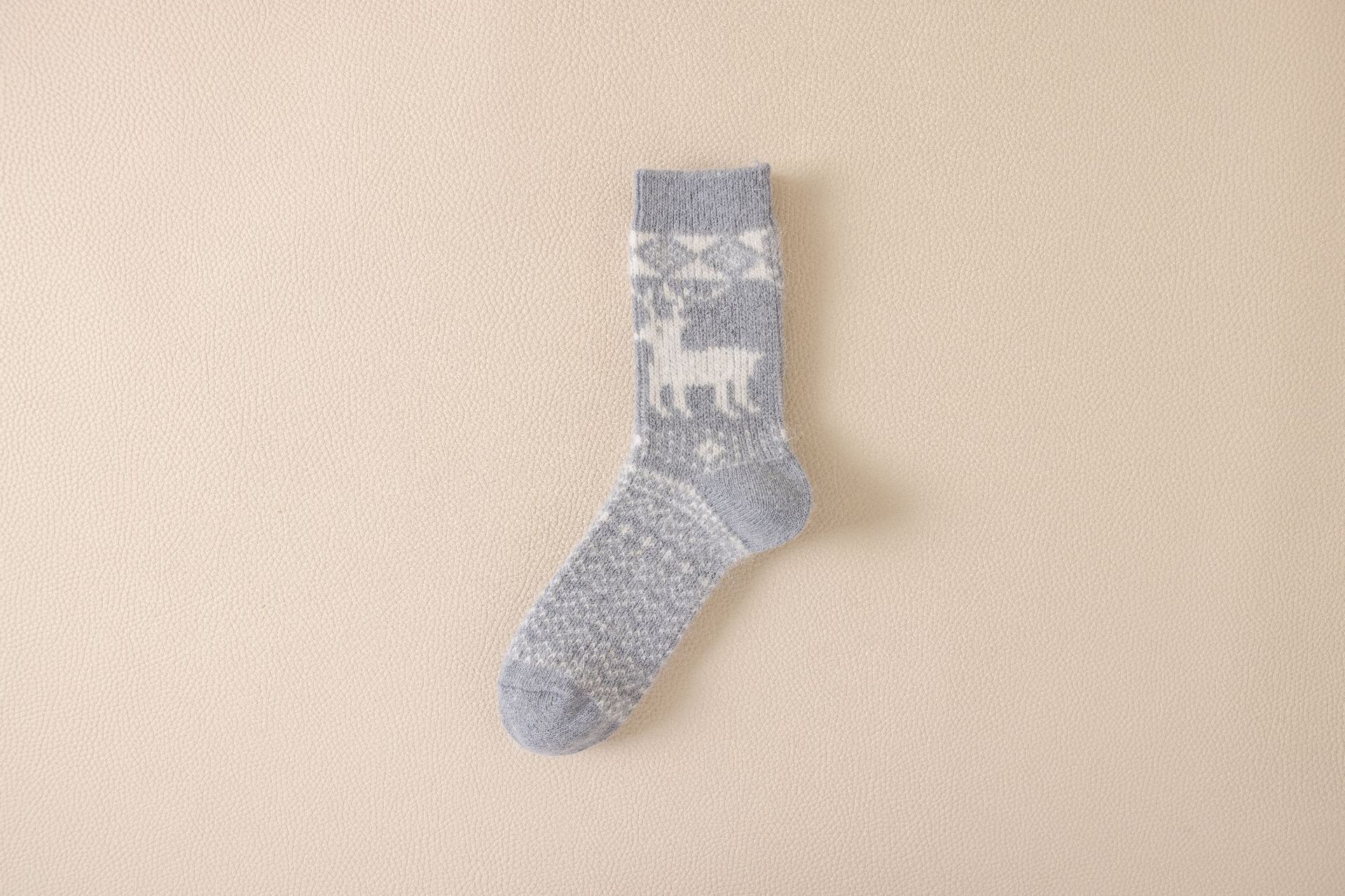 Autumn & Winter Mid-Calf Thick Knit Women's Socks 4 Light Gray Infinite Avenue