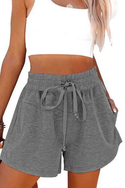 Women's Lace Up Casual Pocket Solid Color Shorts - Infinite Avenue