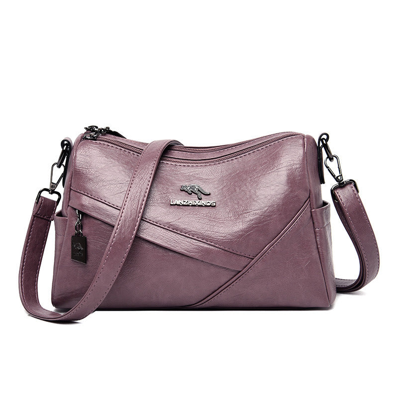 New Fashion Soft Leather Shoulder Large-capacity Crossbody Bag Purple Infinite Avenue