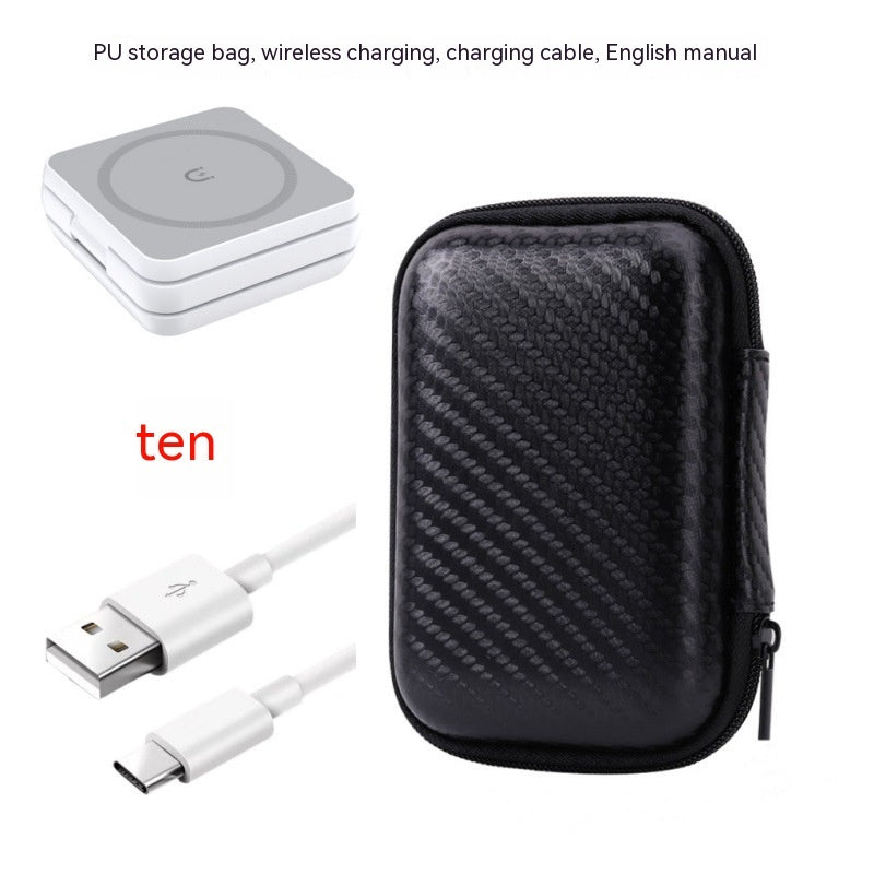 Folding Three-in-one Wireless Charger Portable Magnetic Suction White storage bag Infinite Avenue