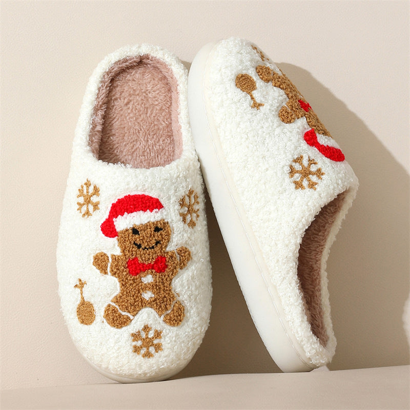 Women’s Christmas Gingerbread Slippers – Fuzzy Non-Slip House Shoes Infinite Avenue