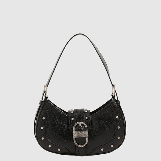 New Oil Wax Leather Rivet Flap Shoulder Bag Infinite Avenue