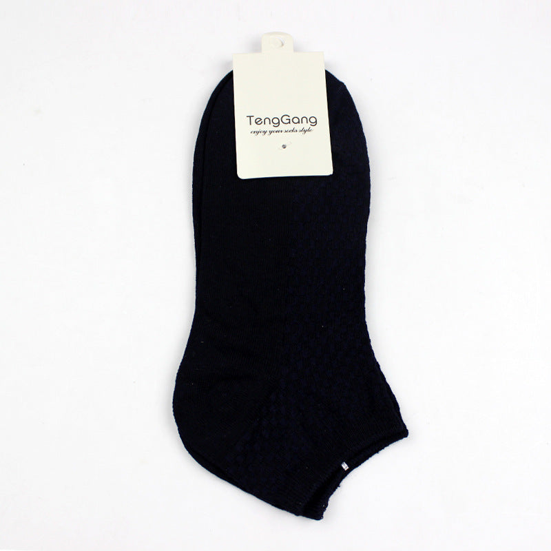 Men's Bamboo Fiber Low-Cut Socks – All Seasons Navy Blue Free Size Infinite Avenue