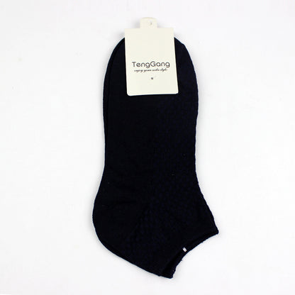 Men's Bamboo Fiber Low-Cut Socks – All Seasons Navy Blue Free Size Infinite Avenue