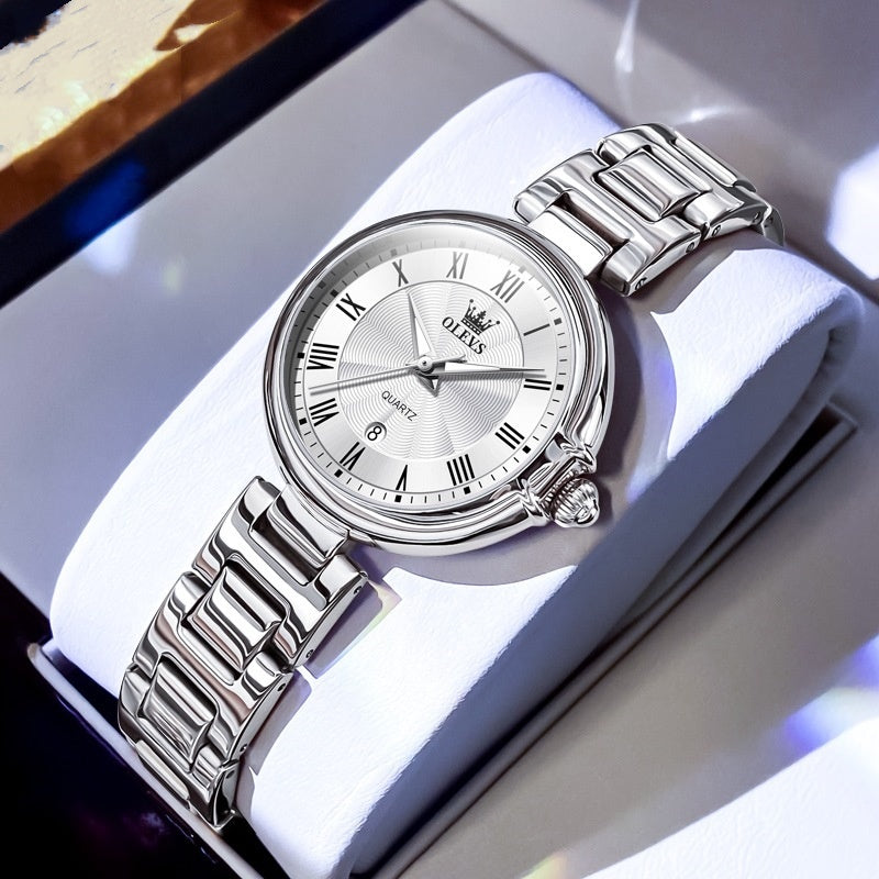 Scale Quartz Luminous Waterproof Sheet Calendar Women's Watch White Infinite Avenue