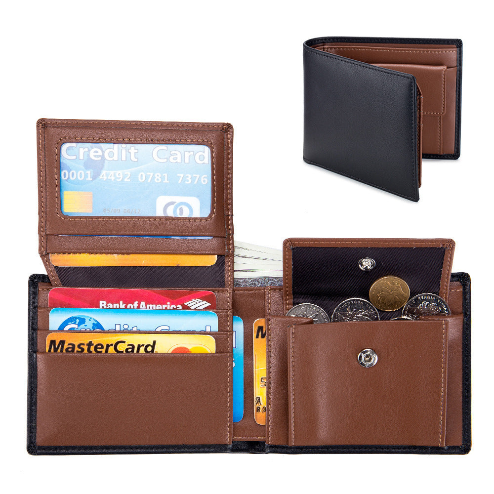 Men's Short Wallet Genuine Leather Trifold Wallet Infinite Avenue