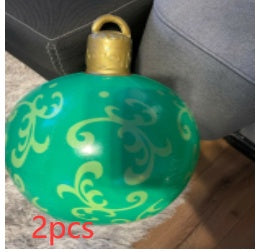 60CM Inflatable PVC Christmas Ball – Outdoor Tree Ornament Green 2PCS 60cm Infinite Avenue