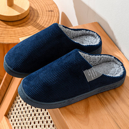 Home Indoor Wear-resistant Non Slip Cotton Slippers Calibration Navy Blue Infinite Avenue