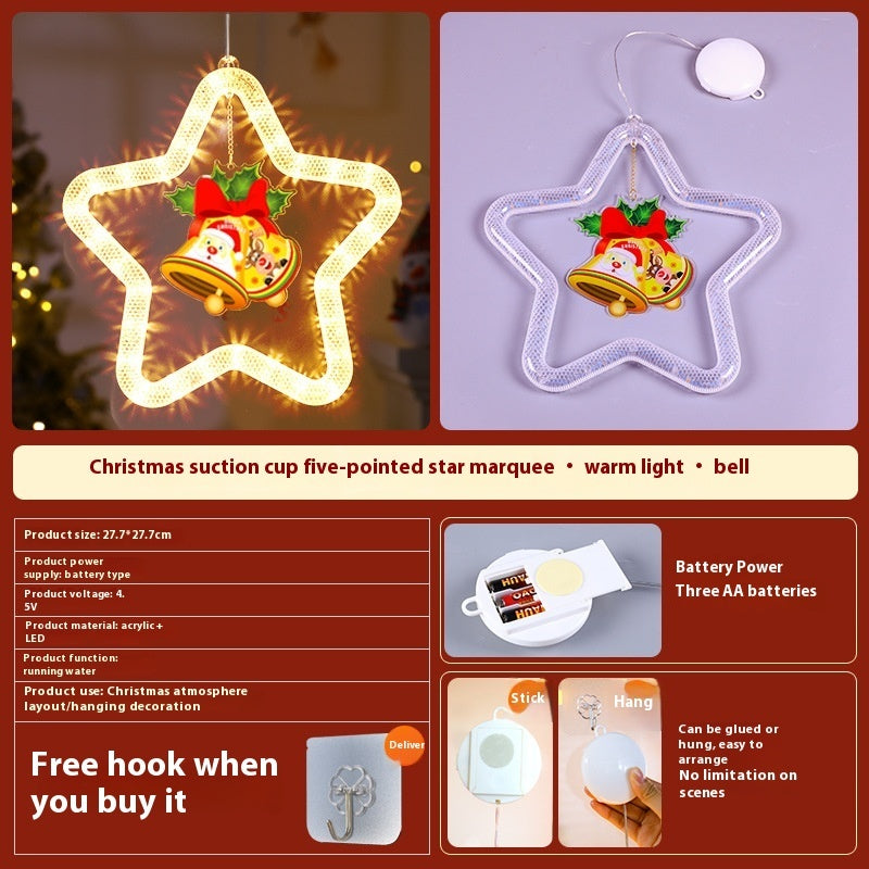 LED Christmas Star Pendant – Holiday Window & Door Decoration Bell Battery Type Infinite Avenue