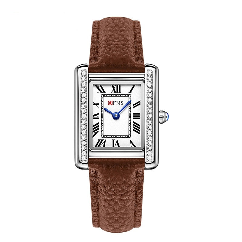 Retro Diamond Inlaid High-end Women's Quartz Watch Couple Coffee Womens style Infinite Avenue