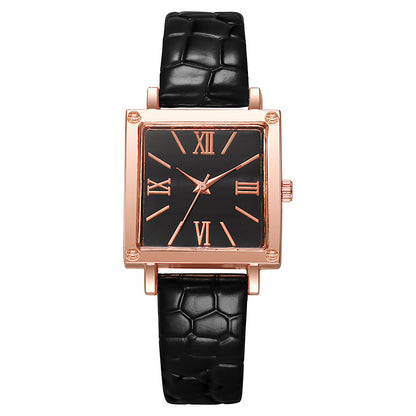 Square Watch Affordable Luxury Fashion Bamboo Pattern Black Infinite Avenue