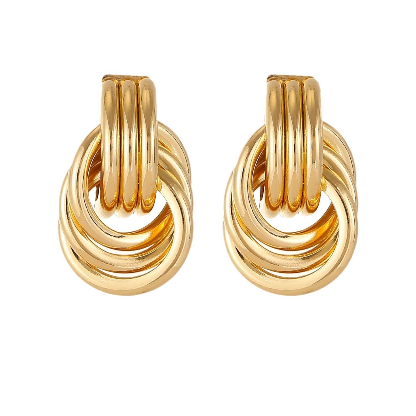 Brass 18K Real Gold Declaration Geometric Earrings Infinite Avenue