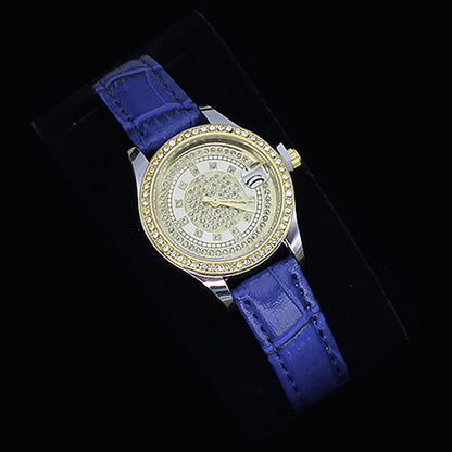 New Ladies Watch Good-looking Cross-border Valentine's Day Watch Jewelry Suit With Decoration White Face Blue Ribbon Watch Infinite Avenue