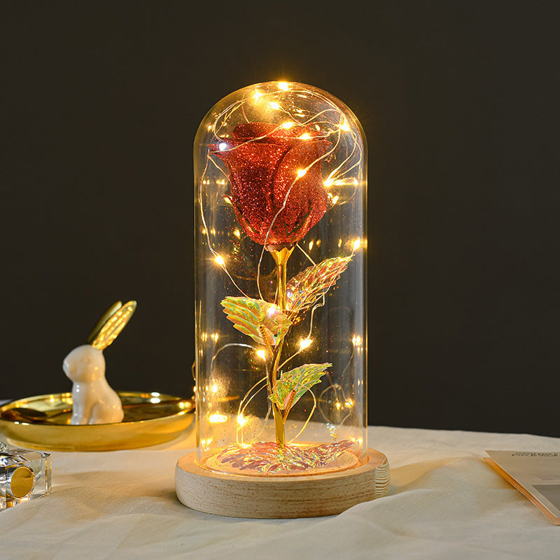 Valentines Day Gift For Girlfriend Eternal Rose Flowers LED Light In Glass Cover Day Wedding Decoration Favors Mother Day Female Gift Gift Red Infinite Avenue