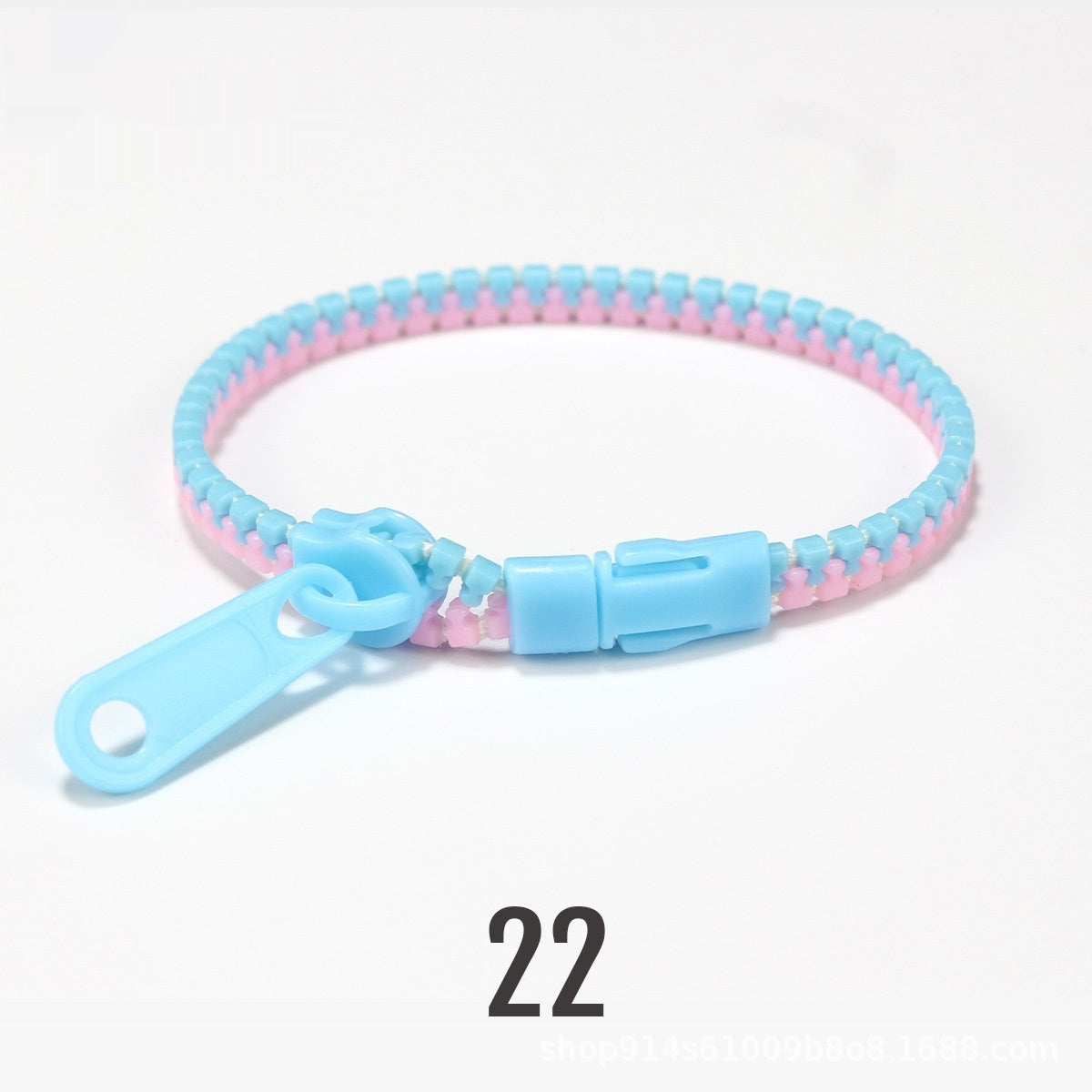 No 5 Two-color Children's Zipper Bracelet Sky Blue Pink 10PCs Bracelet Infinite Avenue