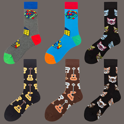 Men's Mid-Calf Cotton Socks – Colorful Guitar Design Infinite Avenue