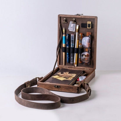 Writer Messenger Wooden Box Walnut Briefcase Infinite Avenue