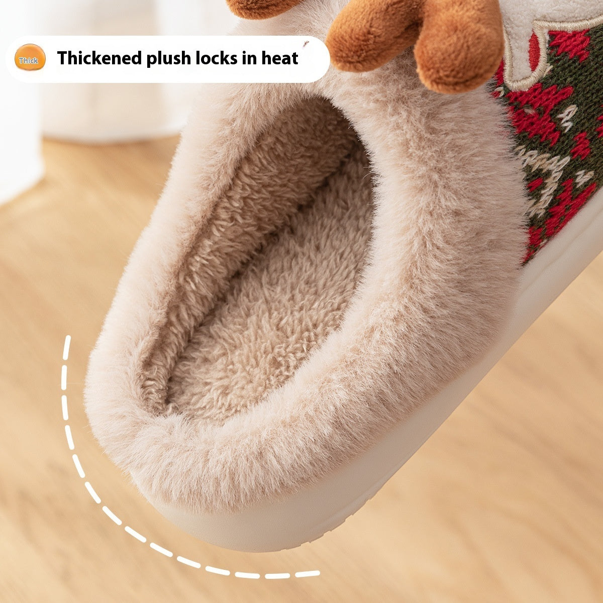 Women’s Cute Elk Plush Slippers – Non-Slip Winter House Shoes Infinite Avenue