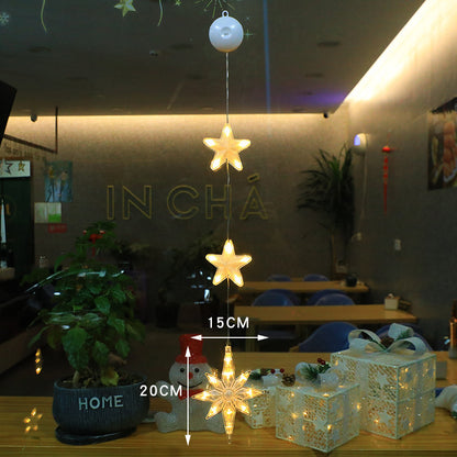 3pcs LED Star Lights – Christmas Tree & Window Hanging Ornaments Three Pendants Polaris Infinite Avenue