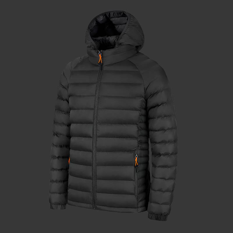 Men’s Lightweight Hooded Winter Jacket – Warm, Portable, with Pockets Black Infinite Avenue