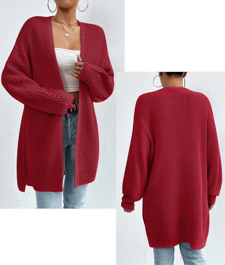 Solid Color Knitted Cardigan Sweater Jacket - Infinite Avenue