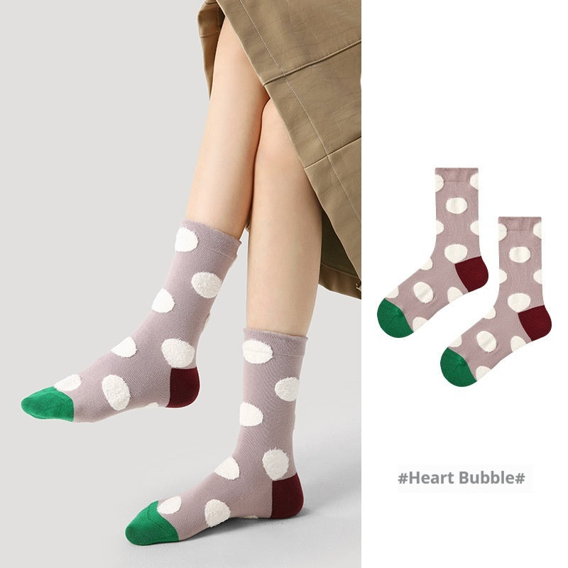 Vintage Court Style Mid-Length Socks Heartbeat Bubble Average Size Infinite Avenue