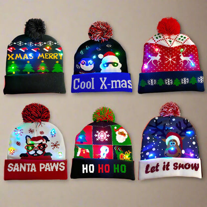 LED Christmas Beanie – Light-Up Knitted Hat Gift for Kids and Adults Infinite Avenue