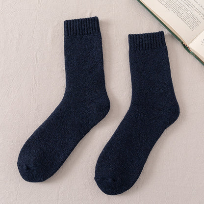 Men's Fleece-Lined Wool Socks – Winter Warmth Navy Blue Free Size Infinite Avenue