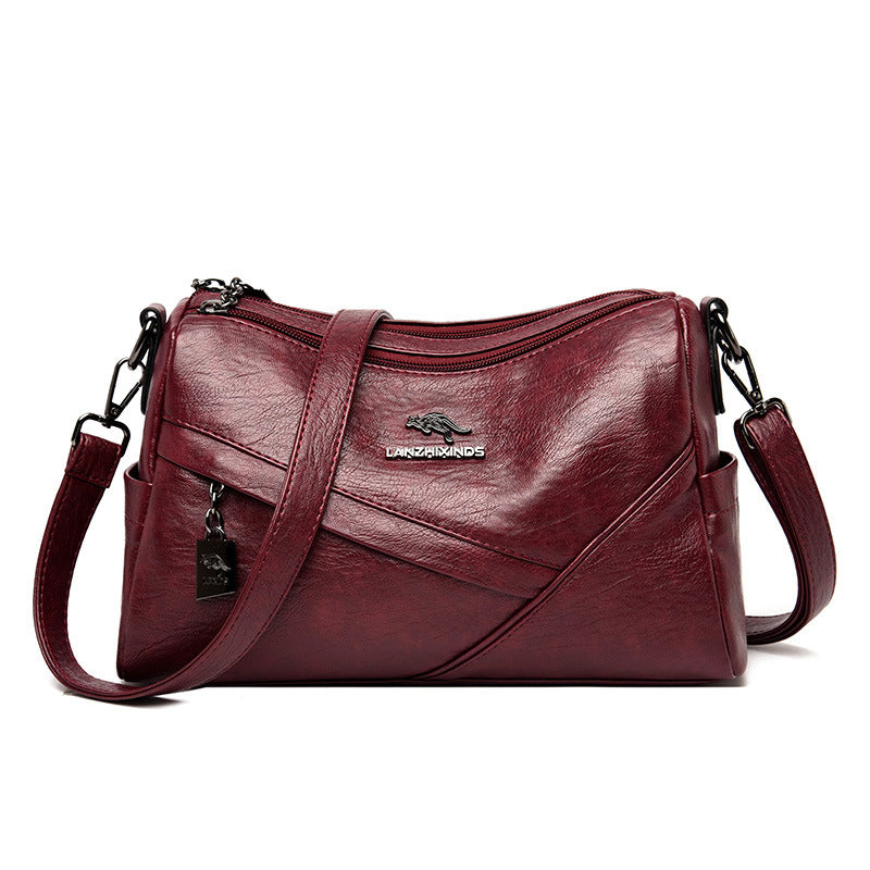 New Fashion Soft Leather Shoulder Large-capacity Crossbody Bag Red Infinite Avenue