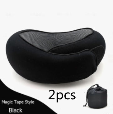 Travel Neck Pillow Non-Deformed Airplane Pillow Travel Neck Cushion Durable U-Shaped Travel Memory Cotton Nap Neck Pillow Deep black Velcro2pcs Infinite Avenue