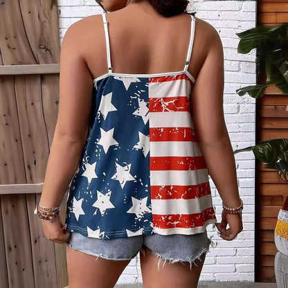 America Independence Day Flag Digital Printing Off-shoulder Vest Infinite Avenue