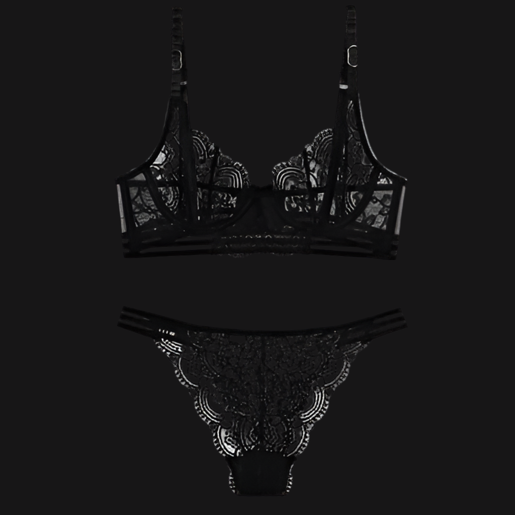 Women’s Breathable Lace Underwear Set Black Infinite Avenue