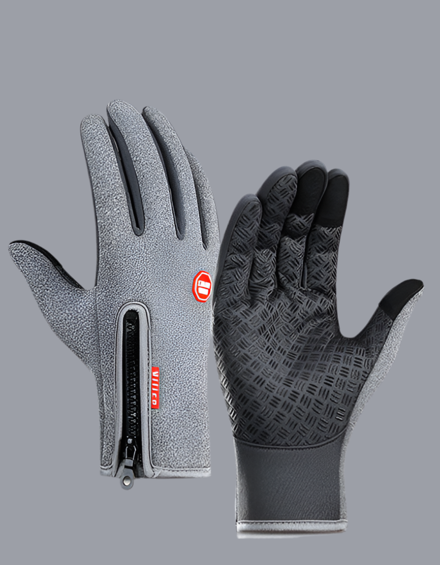 Winter Touchscreen Motorcycle Gloves – Waterproof & Fleece-Lined Grey Infinite Avenue