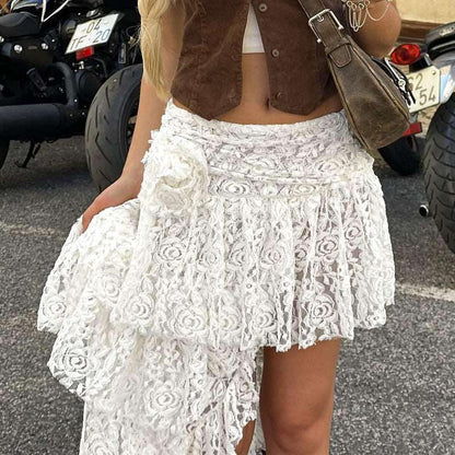 Bohemian French Lace Irregular Hem Skirt Infinite Avenue