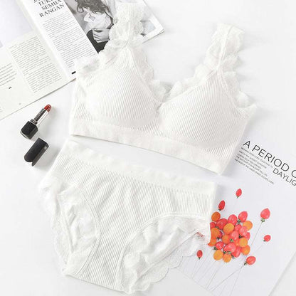 Two-Piece Bra and Underwear Set - Comfortable and Stylish White Average Size Infinite Avenue