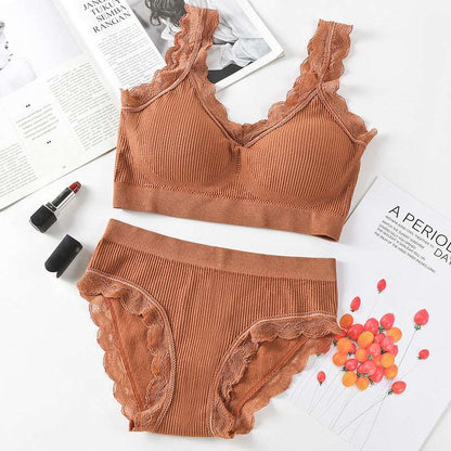 Two-Piece Bra and Underwear Set - Comfortable and Stylish Caramel Average Size Infinite Avenue