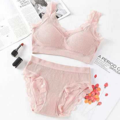 Two-Piece Bra and Underwear Set - Comfortable and Stylish Pink Average Size Infinite Avenue