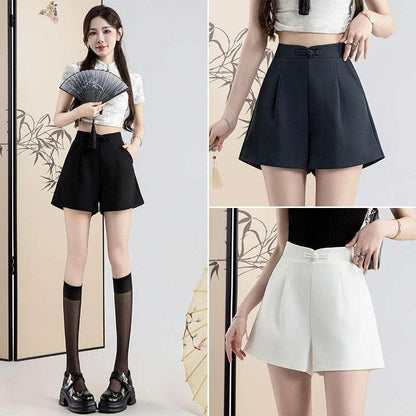 Buckle High Waisted Casual Wide Leg Shorts Infinite Avenue