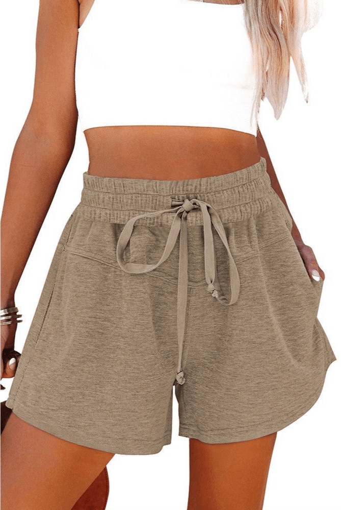 Women's Lace Up Casual Pocket Solid Color Shorts - Infinite Avenue