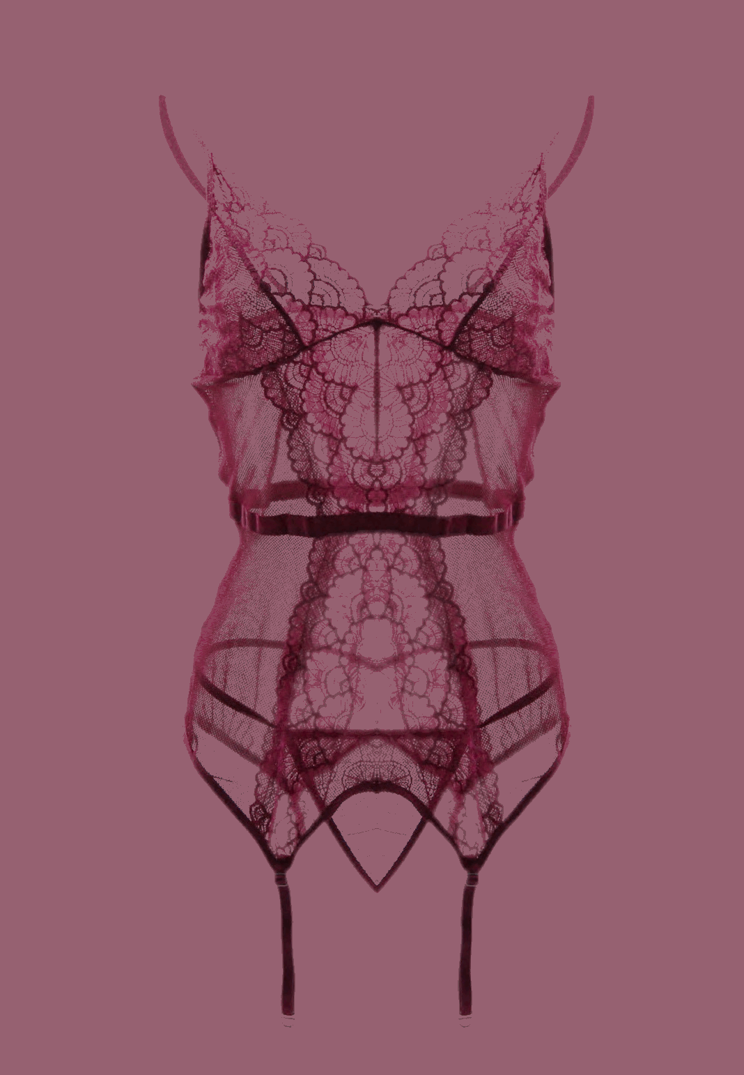 Lace Suspender Lingerie with Garter Buckle Purple Infinite Avenue