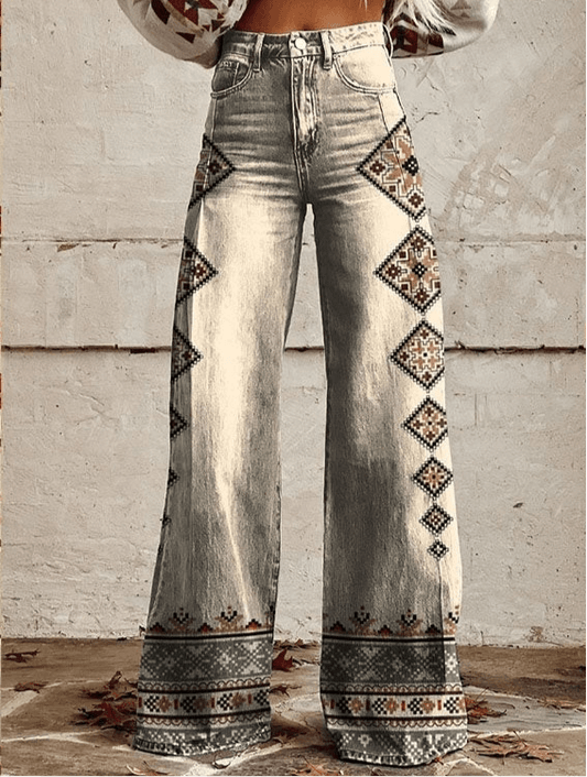 Women's 3D Printed Straight Casual Wide-leg Pants - Infinite Avenue